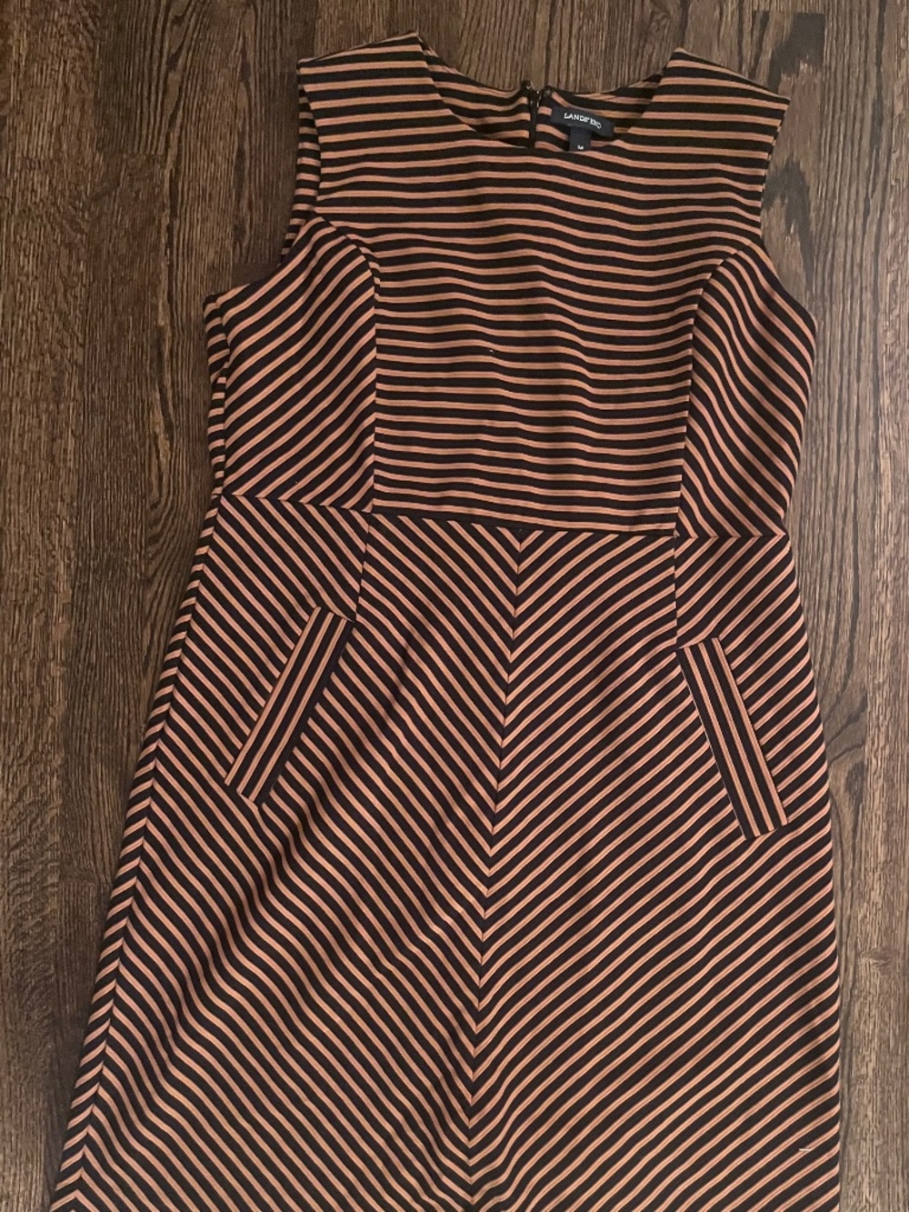 NWT Lands' End Striped Sleeveless Chevron Sheath Dress - Size 14